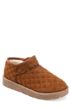 Journee Collection Tazara Quilted Faux Shearling Lined Slipper Boot In Brown