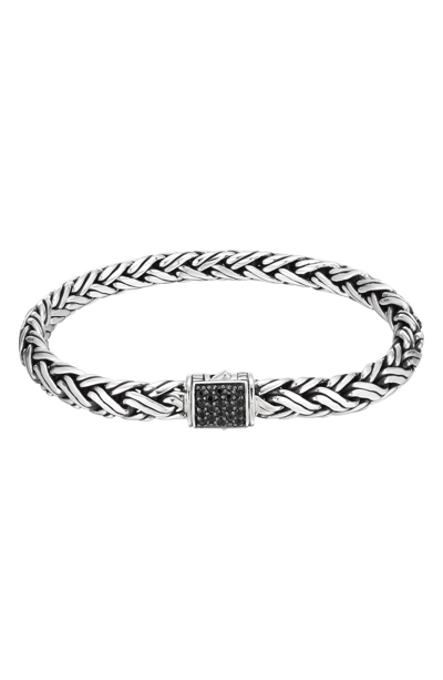 John Hardy Kepang Sterling Silver Pave Black Sapphire Rope Chain Bracelet
