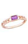 DELMAR DELMAR 10K ROSE GOLD OCTAGON AFRICAN AMETHYST CHAIN LINK RING