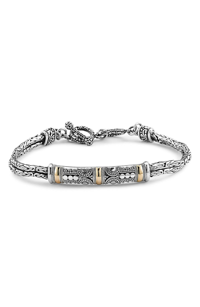 Samuel B. 18k Yellow Gold & Sterling Silver Filigree Bar Toggle Bracelet In Silver-gold