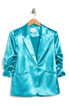 Cinq À Sept Kylie Hammered Satin Jacket In Pacific Blue