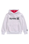 Hurley Kids' Heat Fleece Logo Hoodie In Birch Heather
