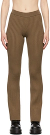 AMI ALEXANDRE MATTIUSSI BROWN RIBBED LOUNGE PANTS