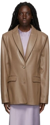The Mannei Taupe Leather Kerak Blazer In Taupe