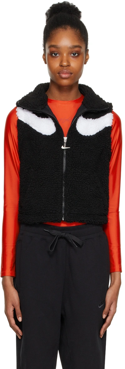 Nike Swoosh Pack Sherpa Full-zip Vest In Black