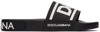 Dolce & Gabbana Black Beachwear Logo Slides In Black White