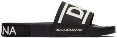 Dolce & Gabbana Logo-embossed Rubber Slides In Black