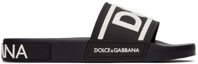 Dolce & Gabbana Logo-embossed Rubber Slides In Black,white