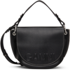 Ganni Black Banner Large Saddle Bag In 099 Black