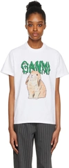 Ganni Printed Organic Cotton-jersey T-shirt In 151 Bright White