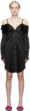 ALEXANDER WANG T BLACK OFF-THE-SHOULDER SHIRT DRESS