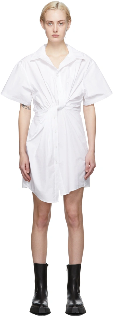 Alexander Wang T Twist-front Cotton-poplin Mini Shirt Dress In White