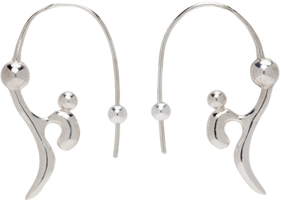 Hannah Jewett Silver Metal Feather Earrings In Sterling Silver