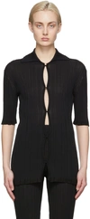 Mcq By Alexander Mcqueen Rib Knit Cotton Blend Top In 1000 Darkest Black