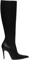 MAGDA BUTRYM BLACK LEATHER POINTED TALL BOOTS