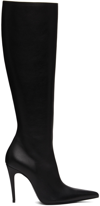 Magda Butrym Black Leather Pointed Tall Boots In Black