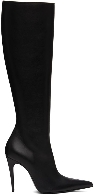 Magda Butrym Black Leather Pointed Tall Boots