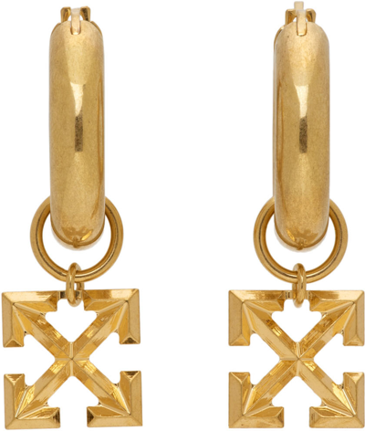 Off-white Gold Tone Arrows Charm Hoop Earrings