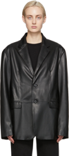 THE FRANKIE SHOP BLACK FAUX-LEATHER OLYMPIA BLAZER