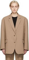 The Frankie Shop Bea Single-breasted Stretch-crepe Blazer Jacket In Brown