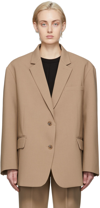 The Frankie Shop Bea Single-breasted Stretch-crepe Blazer Jacket In Latte