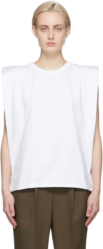 The Frankie Shop Eva Padded-shoulder Organic-cotton Tank Top In White
