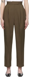 The Frankie Shop Bea Tapered High-rise Stretch-crepe Trousers In Chocolate