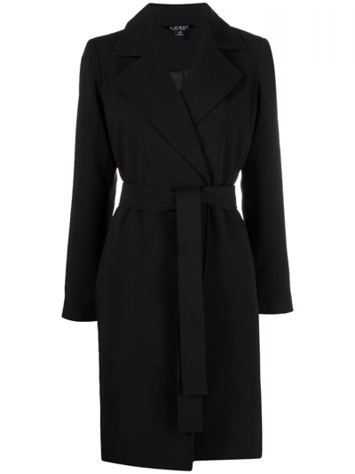 Ralph Lauren Belted Side-tie Fastening Single-breasted Coat In Black