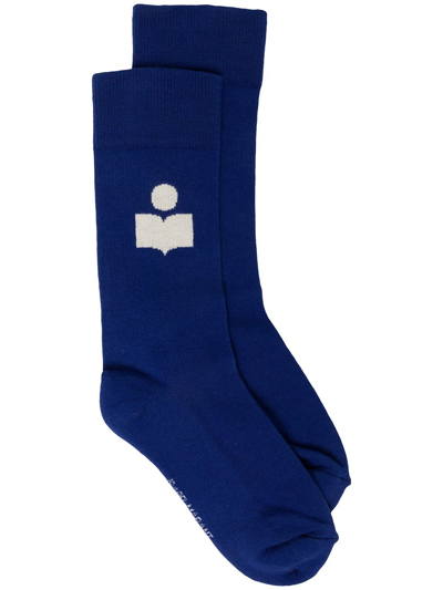 Isabel Marant Siloki Inatrsia-knit Socks In Blue