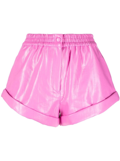 Rotate Birger Christensen High-waisted Faux-leather Shorts In Pink