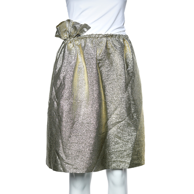 Pre-owned Stella Mccartney Gold Lurex Gathered Brynn Asymmetric Skirt M