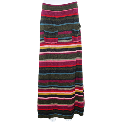 Pre-owned Kenzo Multicolor Striped Wool Skirt L