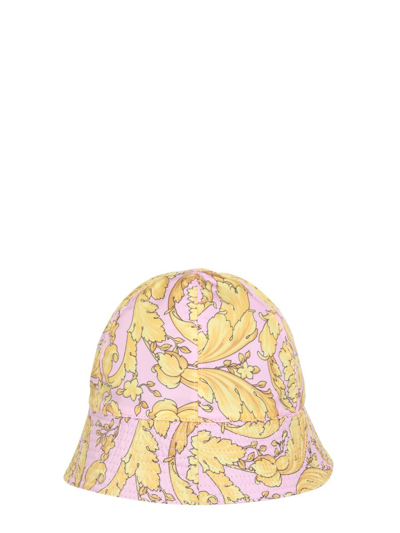 Versace Bucket Hat With Baroque Print In Multicolor