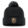 FANATICS FANATICS BRANDED BLACK VEGAS GOLDEN KNIGHTS CORE PRIMARY LOGO CUFFED KNIT HAT WITH POM