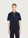 Ferragamo Jacquard Logo Short-sleeved Polo T-shirt In Blue