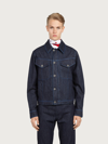 Ferragamo Rear Logo Patch Denim Jacket In Blue