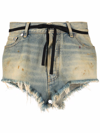 Maison Margiela Mid-rise Distressed Denim Shorts In Blue