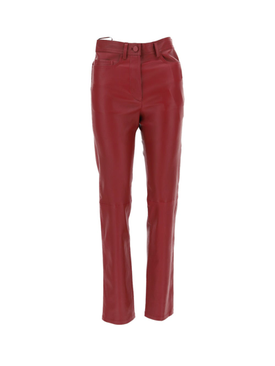 Joseph Leather Stretch Teddy Trousers In Syrah