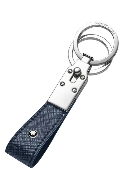 Montblanc Sartorial Grained-leather Key Fob In Blue