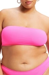 Good American Better Band Strapless Reversible Swim Top In Hot Pink