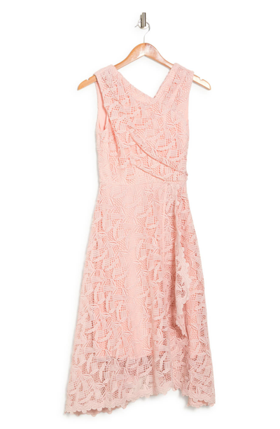Reiss Blush Lace Dress Reiss Aideen Lace Detail Pleated Midi Dress, Pink /Blush