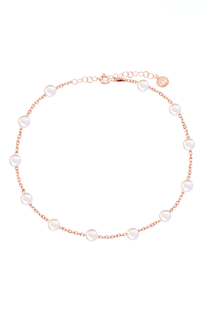 Gabi Rielle 14k Rose Gold Plated Sterling Silver Mother Of Pearl Beaded Anklet