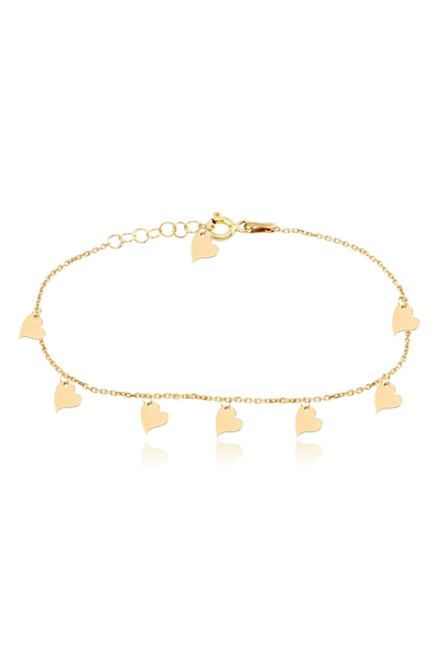 Gabi Rielle 14k Yellow Gold Plated Sterling Silver Heart Anklet