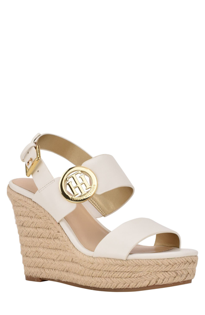 Tommy Hilfiger Women's Kahdy Logo Wedge Sandals In White