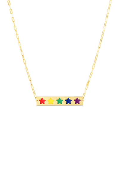 Karat Rush 14k Yellow Gold Rainbow Star Bar Pendant Necklace In Yellow-rainbow