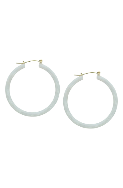 Olivia Welles Speckled Resin Hoop Earrings In White