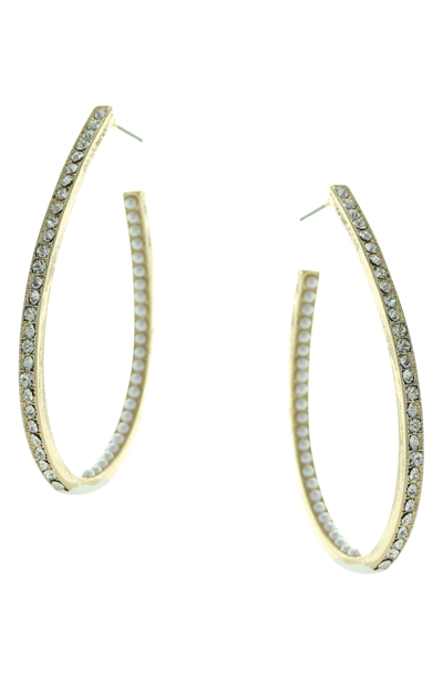 Olivia Welles Inside Out Rhinestone Pear Hoop Earrings In Metallic Gold