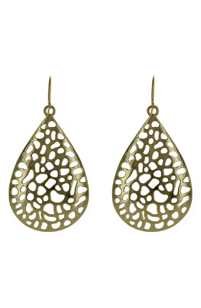 Olivia Welles Cutout Teardrop Earrings In Metallic Gold