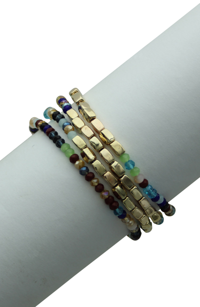 Olivia Welles Glass Beaded Stretch Bracelet In Multicolor