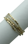 Olivia Welles Glass Beaded Stretch Bracelet In Metallic Gold